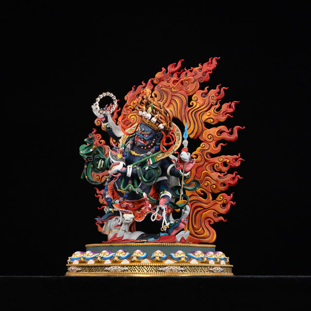 AksharaPadma MAHAKALA Buddha Statue-Handcrafted Tibetan Copper Buddhist Statue for Home Altar & Indoor Decor