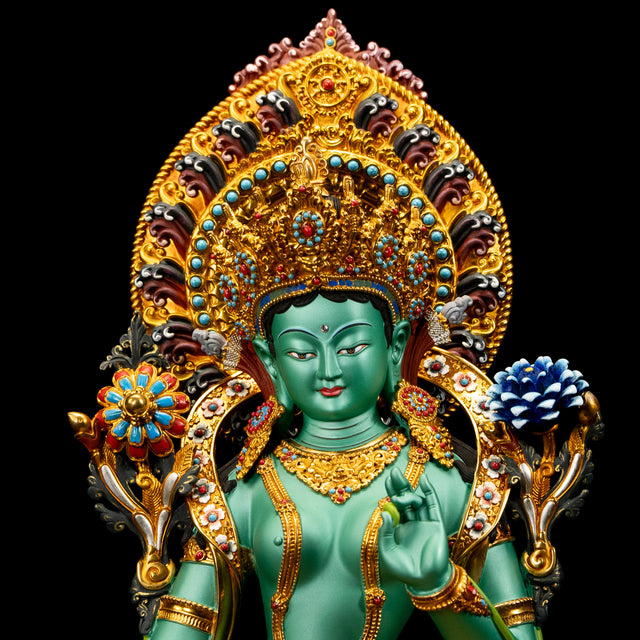 AksharaPadma GREEN TARA Praying Buddha -Tibetan Buddhism Brass Statue