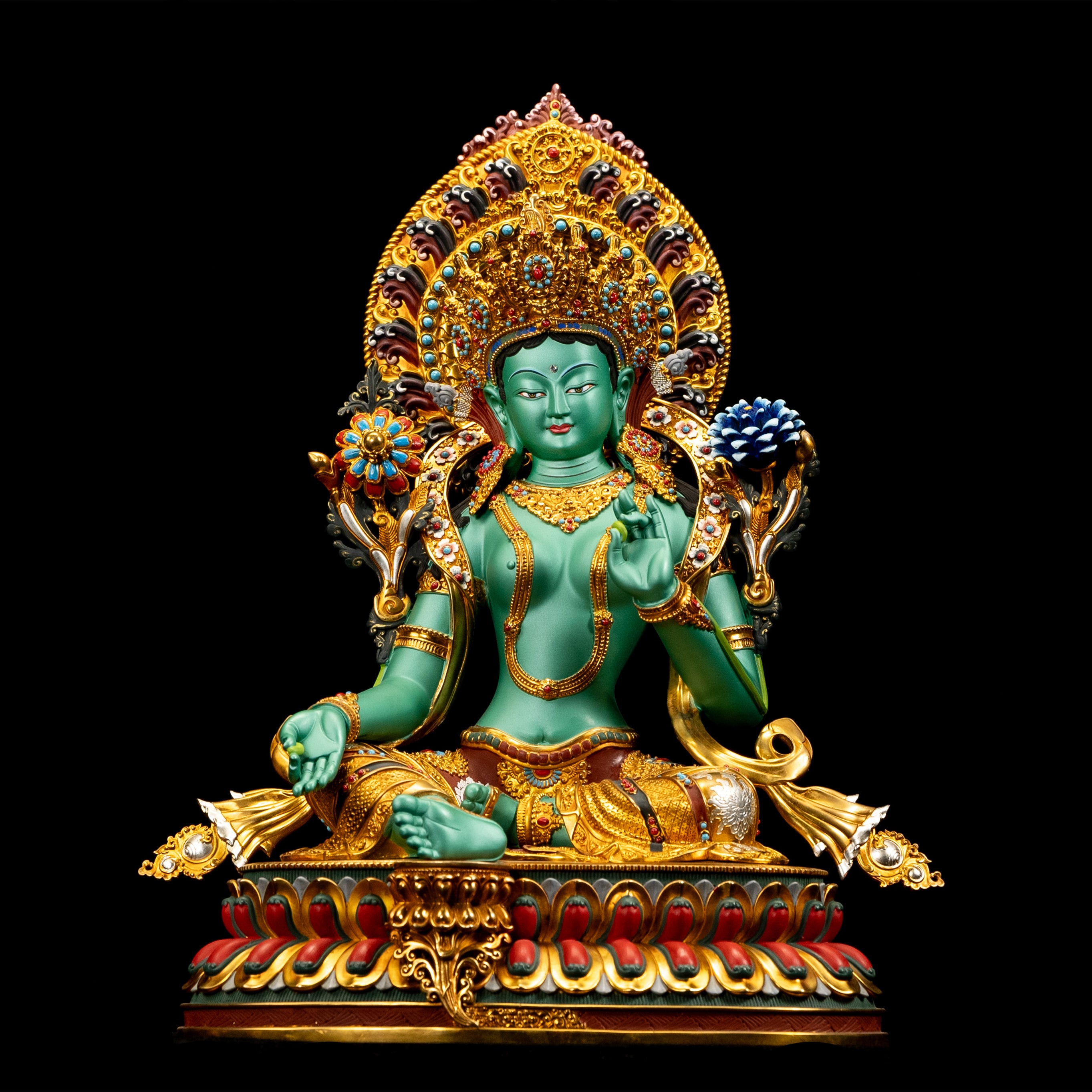 AksharaPadma GREEN TARA Praying Buddha -Tibetan Buddhism Brass